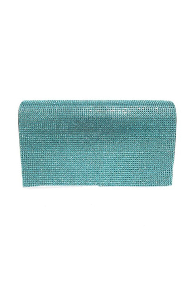 Elegant Full Crystal Cover Evening Clutch with detachable chain and magnetic closure, featuring a soft lining and open wall pocket.