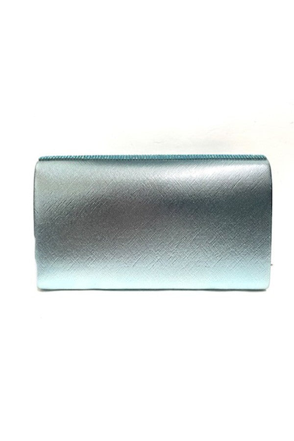 Elegant Full Crystal Cover Evening Clutch with detachable chain and magnetic closure, featuring a soft lining and open wall pocket.