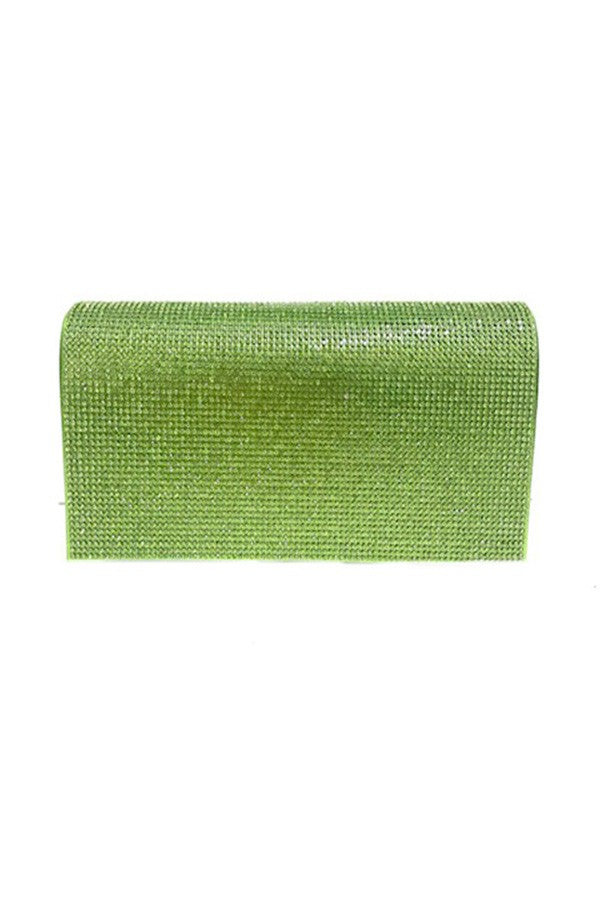 Elegant Full Crystal Cover Evening Clutch with detachable chain and magnetic closure, featuring a soft lining and open wall pocket.