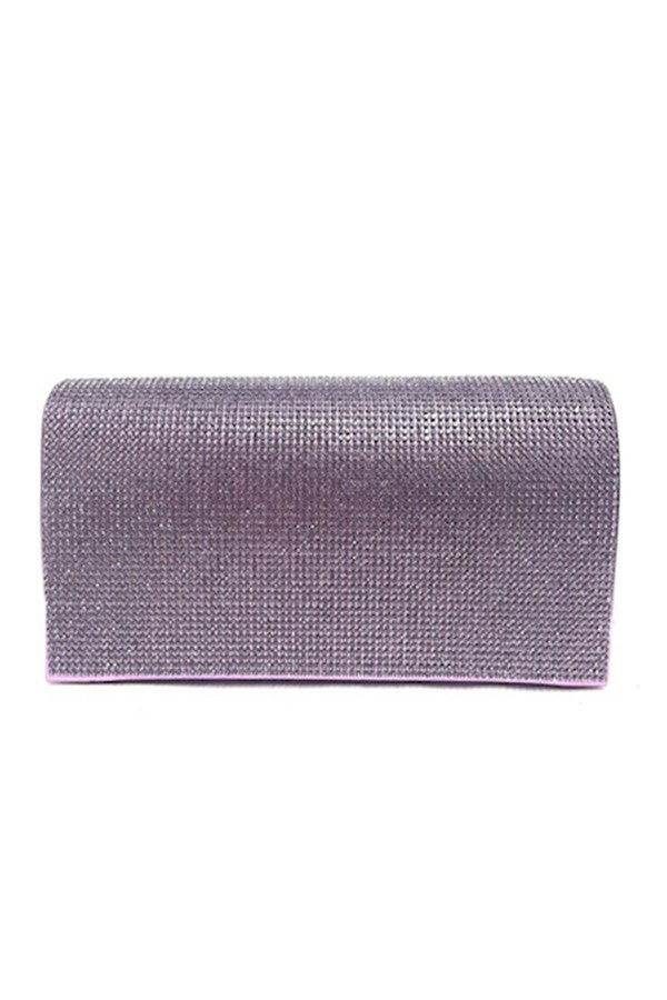 Elegant Full Crystal Cover Evening Clutch with detachable chain and magnetic closure, featuring a soft lining and open wall pocket.