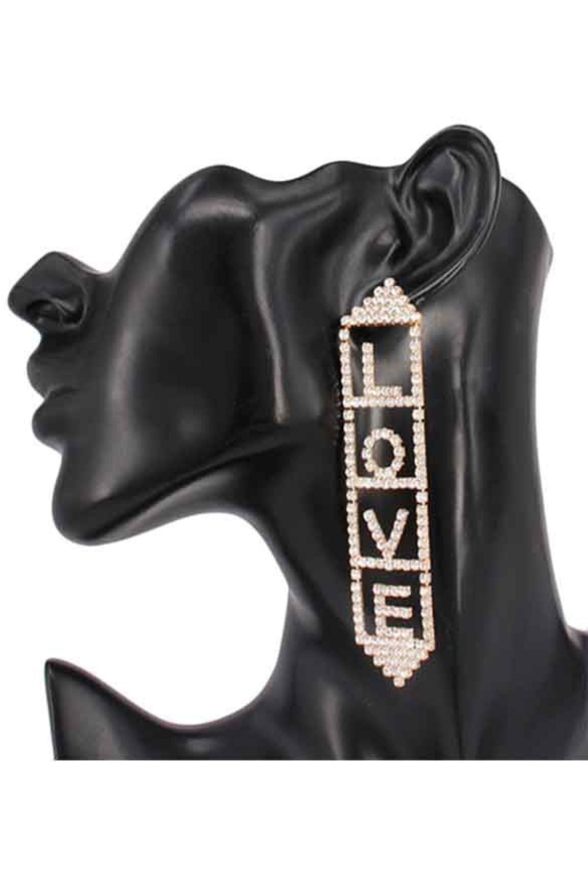 Full Crystal Love Earrings featuring a sparkling crystal design, post back for secure fit, perfect for any occasion.