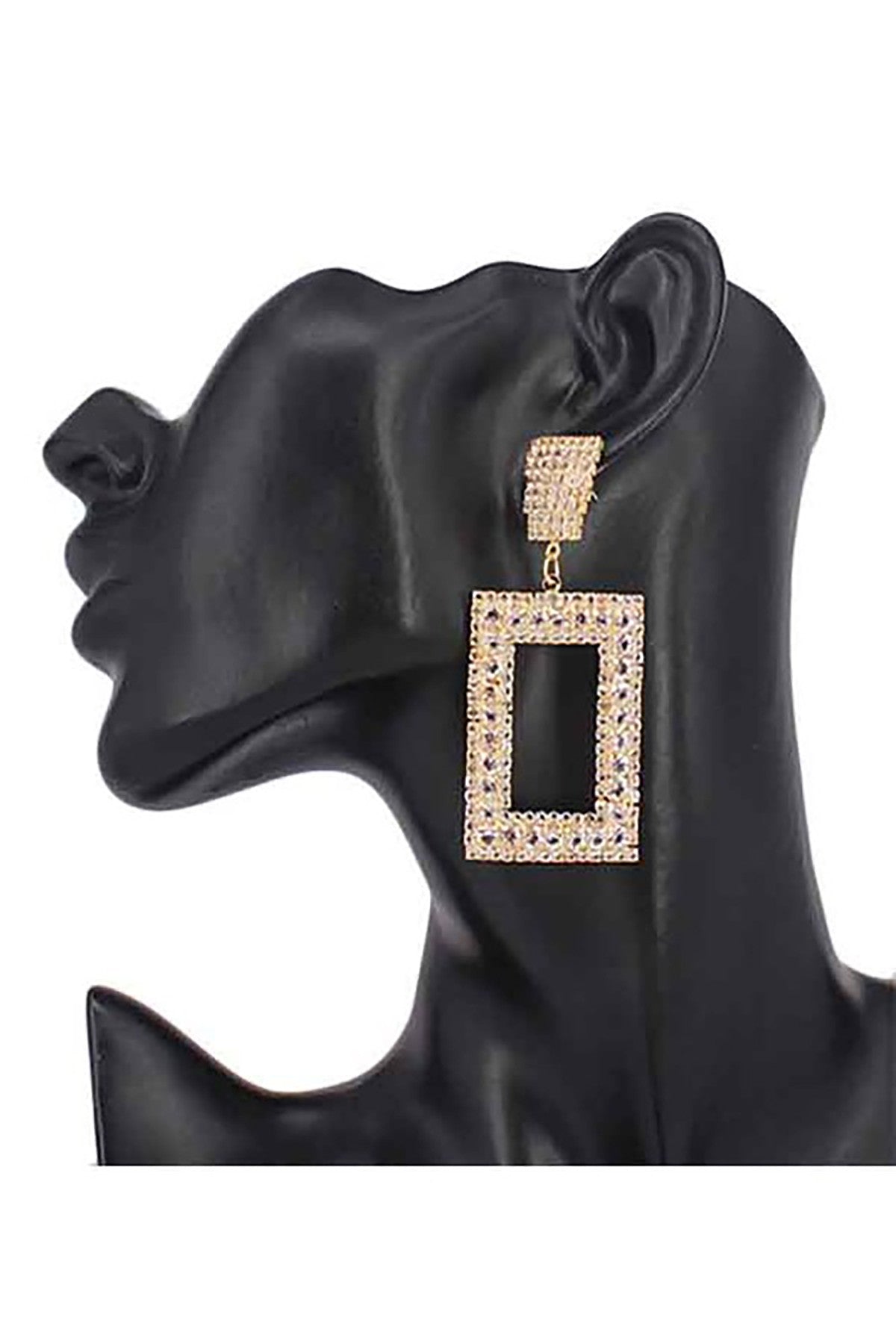 Elegant Full Crystal Open Square Post Earrings with a stunning design, featuring a secure post back and shimmering crystals.