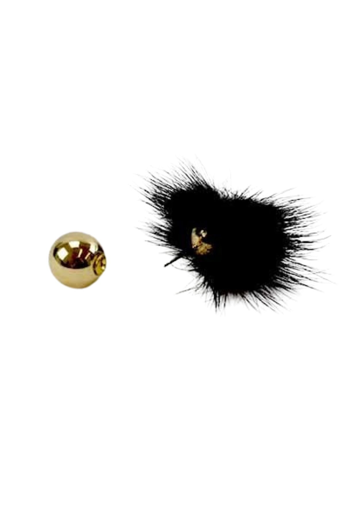 A pair of stylish fur ball earrings featuring a soft fur design and secure post back closure, perfect for any occasion.