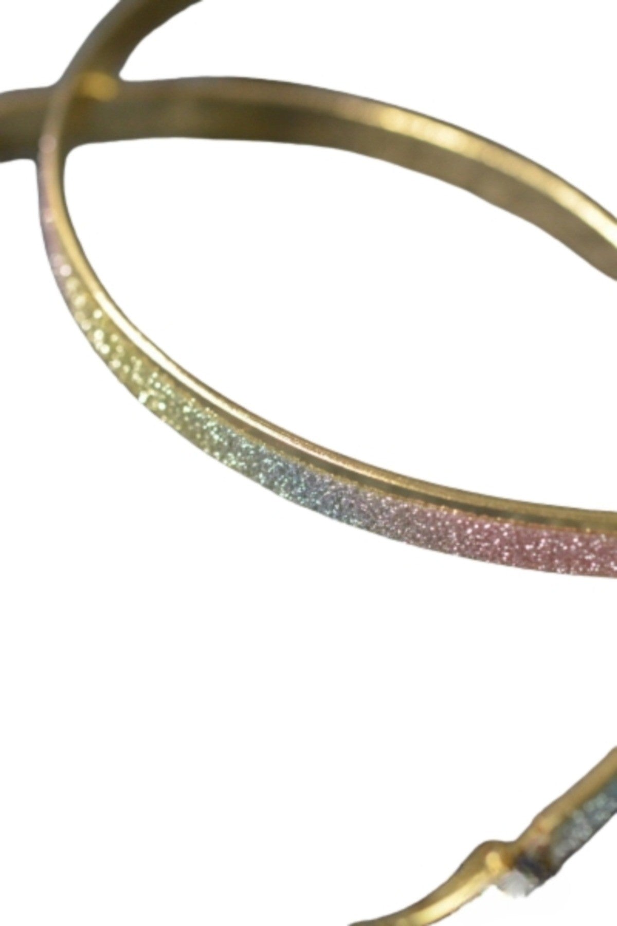 Large glittered hoop earrings with a double plated finish and lever back closure, showcasing a sparkling design.