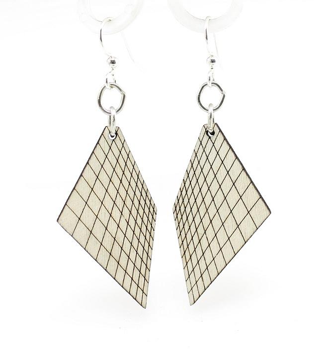 Graph Earrings #1041 made from sustainably sourced wood, featuring a unique graph design in gray color, showcasing laser-cut precision.