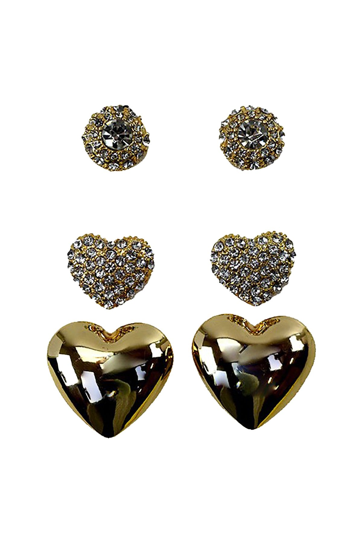 A pair of elegant heart-shaped earrings with a post back, designed for comfort and style, suitable for sensitive ears.