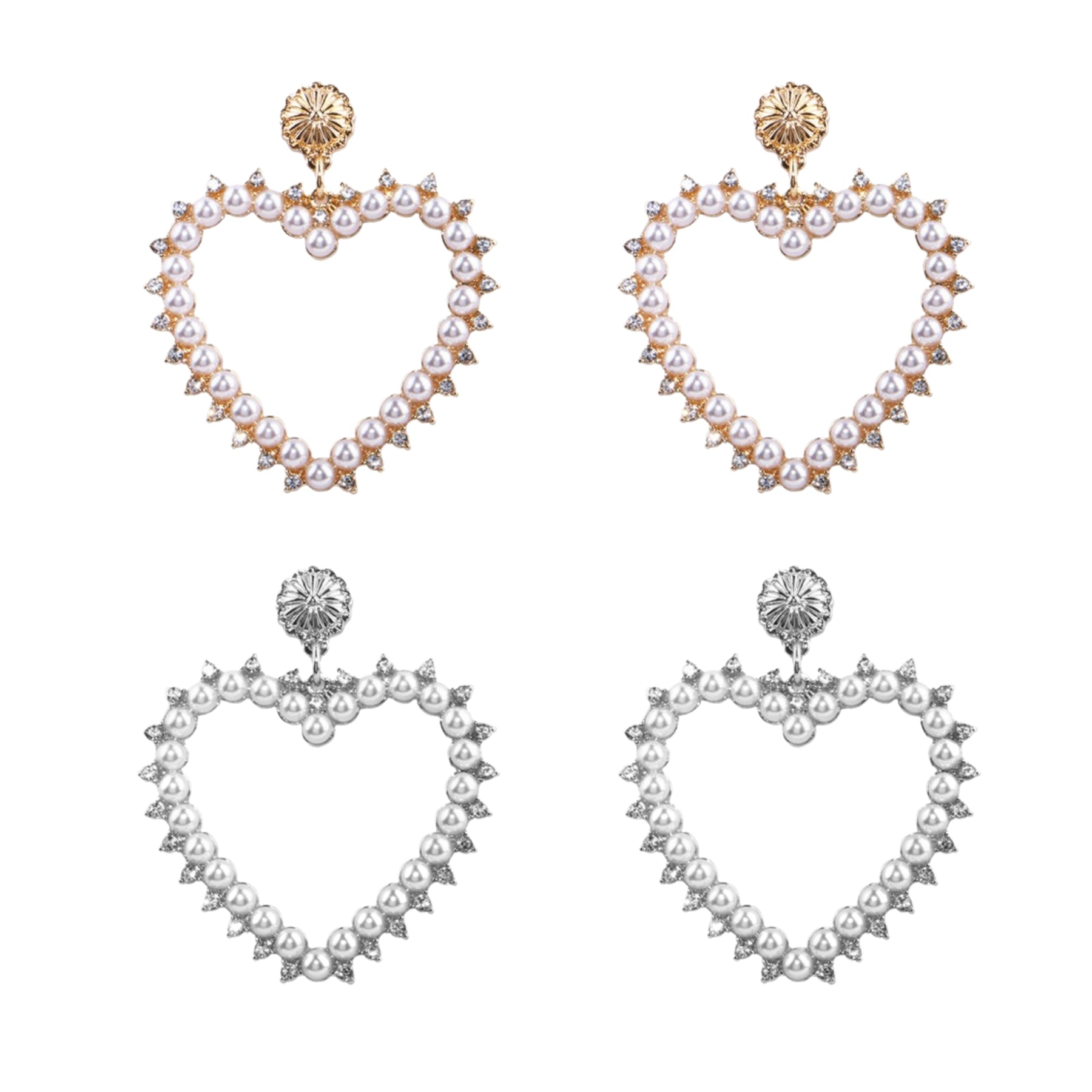 Elegant heart-shaped earrings featuring high-quality pearls, perfect for any occasion.