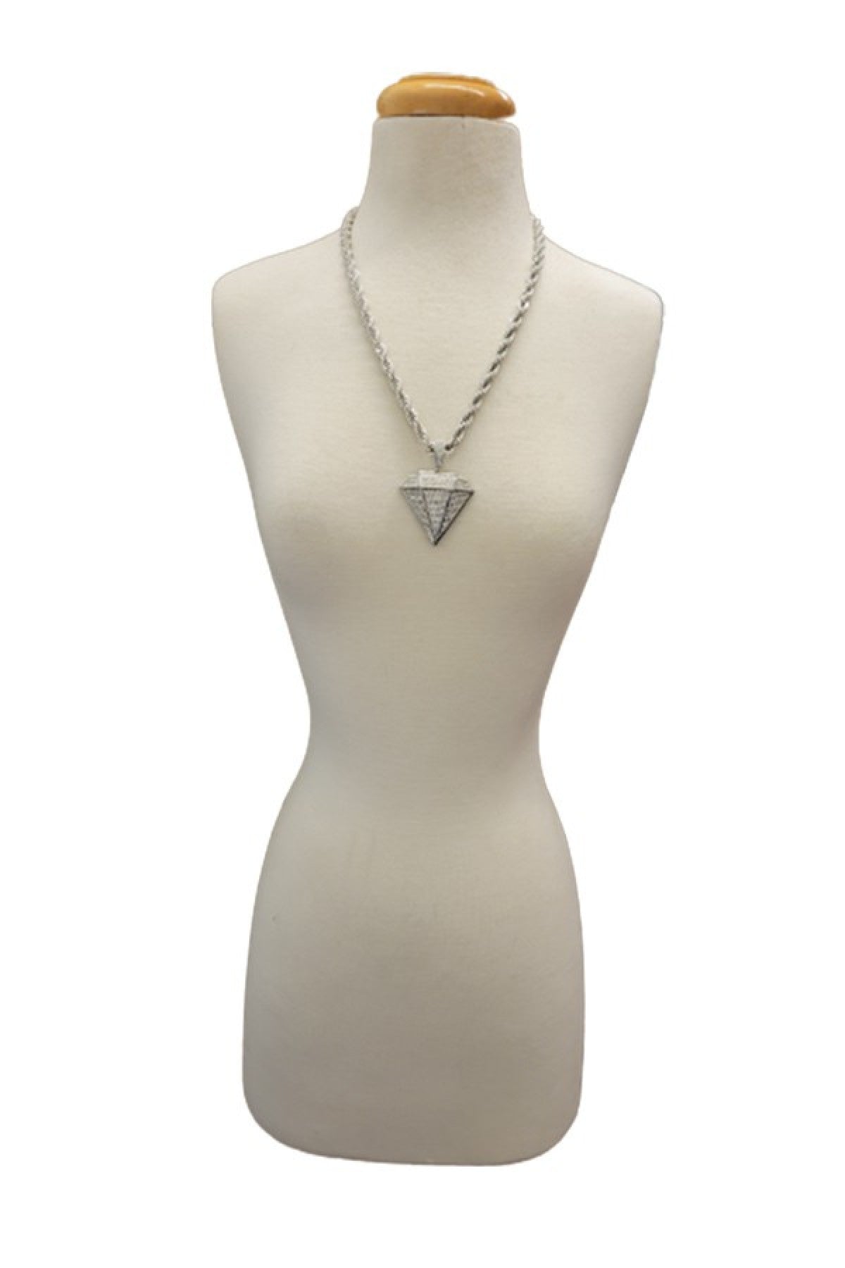 Hip Hop Iced Out Diamond Pendant on a 24-inch Rope Chain, showcasing a stunning iced-out design with a lobster clasp.