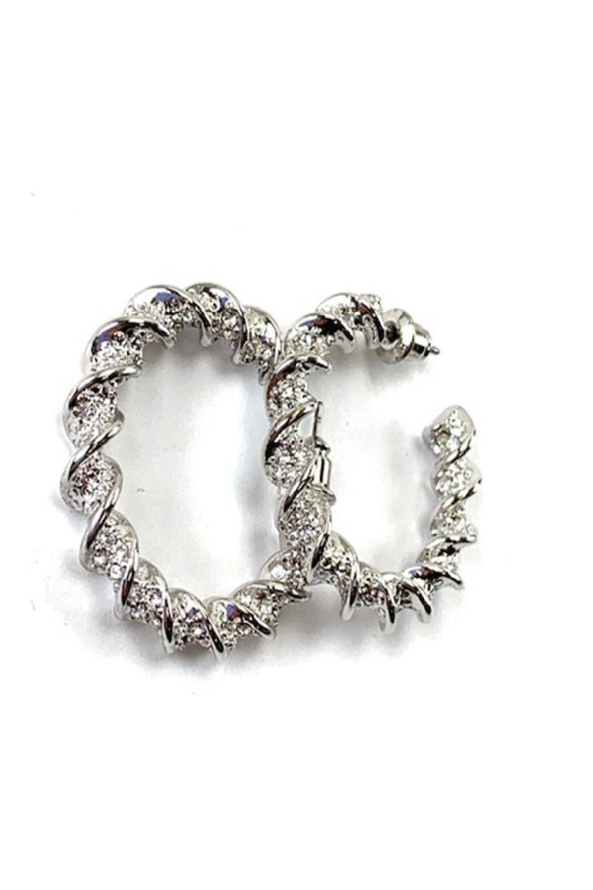 Twist with Rhinestone Hoop Earring showcasing elegant design and sparkling rhinestones.