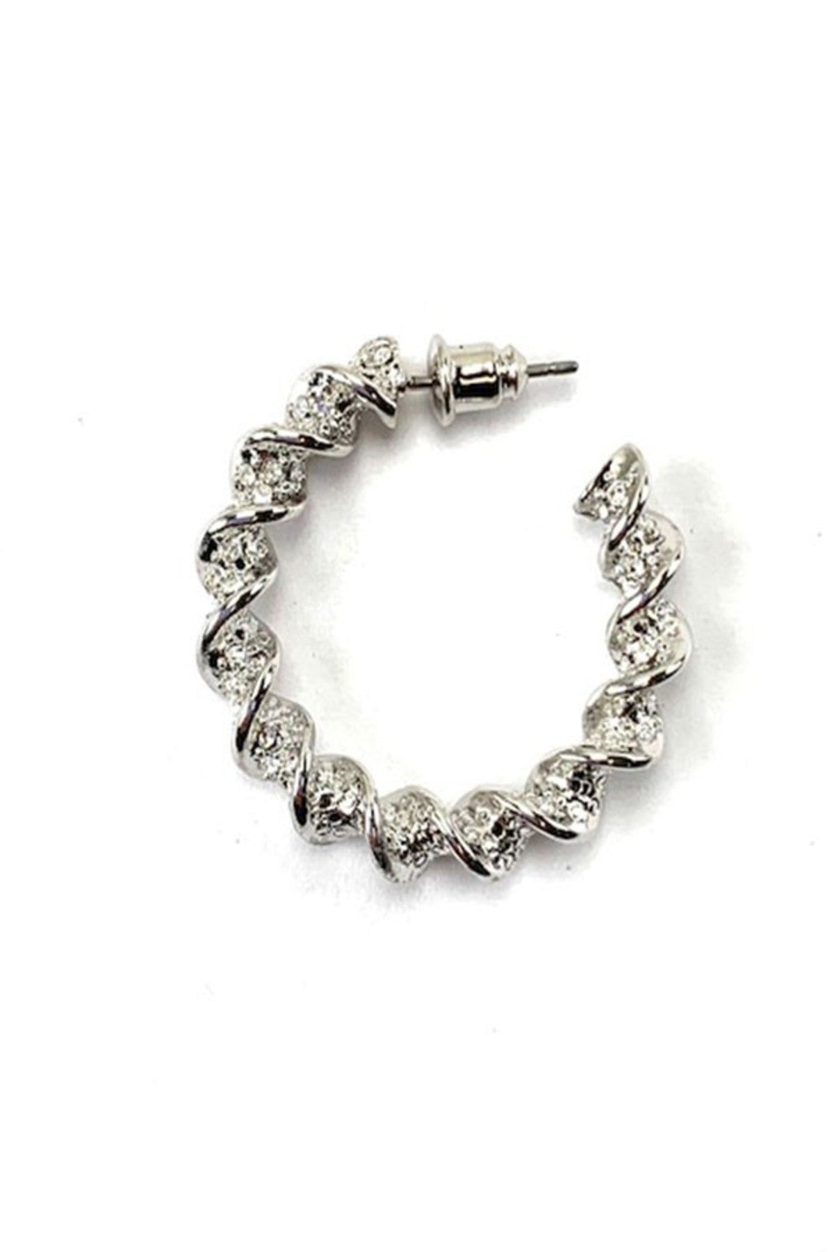 Twist with Rhinestone Hoop Earring showcasing elegant design and sparkling rhinestones.