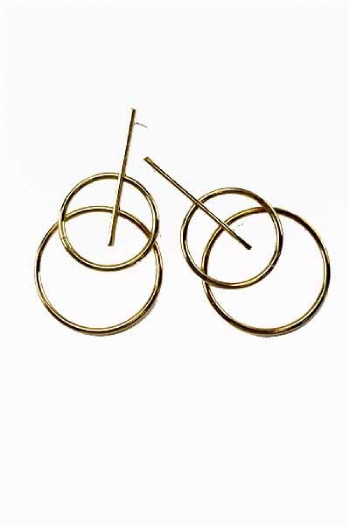 Elegant multi-linked hoop drop earrings with a 3-inch drop, featuring a secure post back closure.