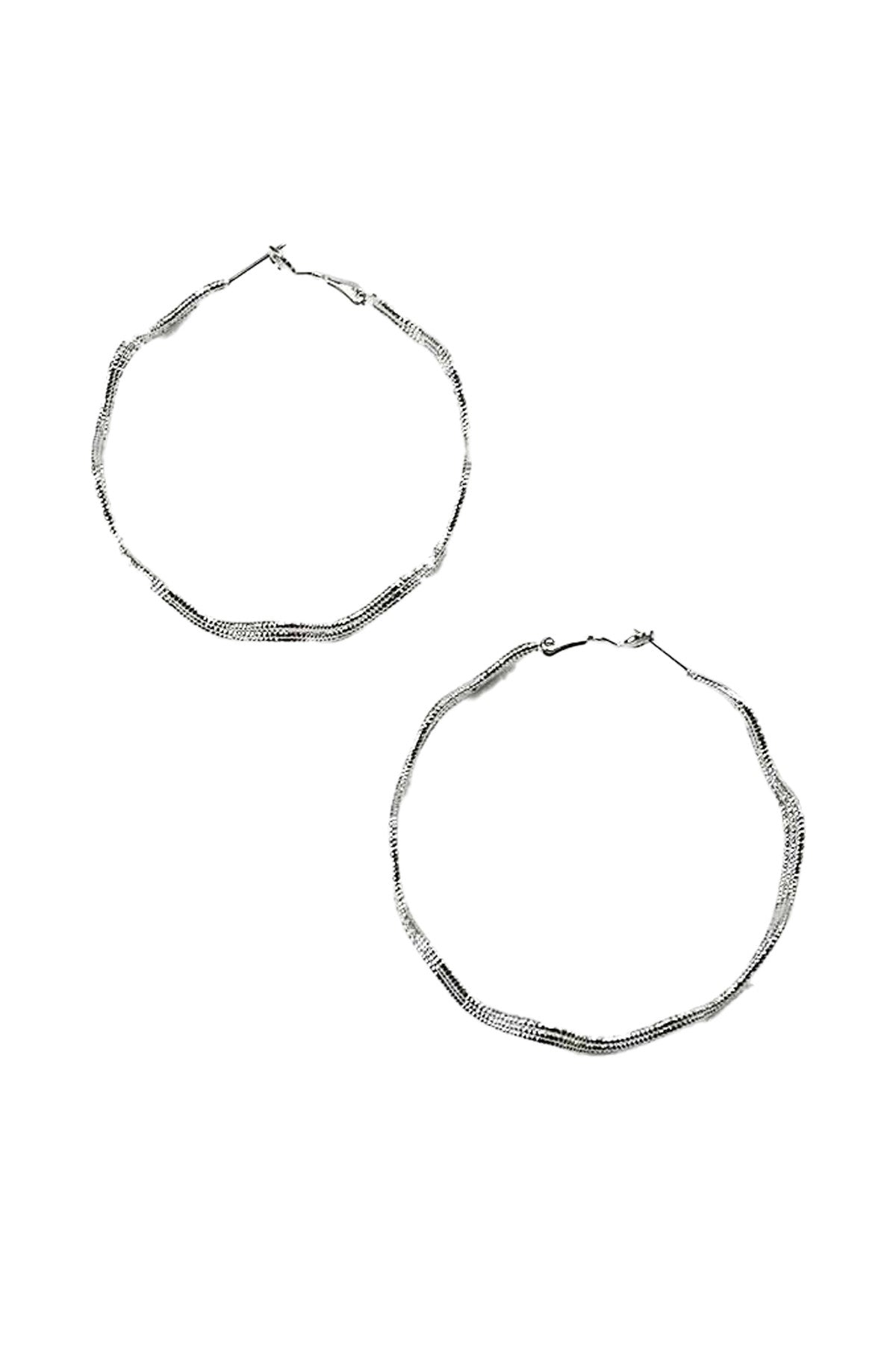 Elegant Wave Hoop Earrings with a 2.5-inch drop and omega closure, showcasing a stylish wave design.