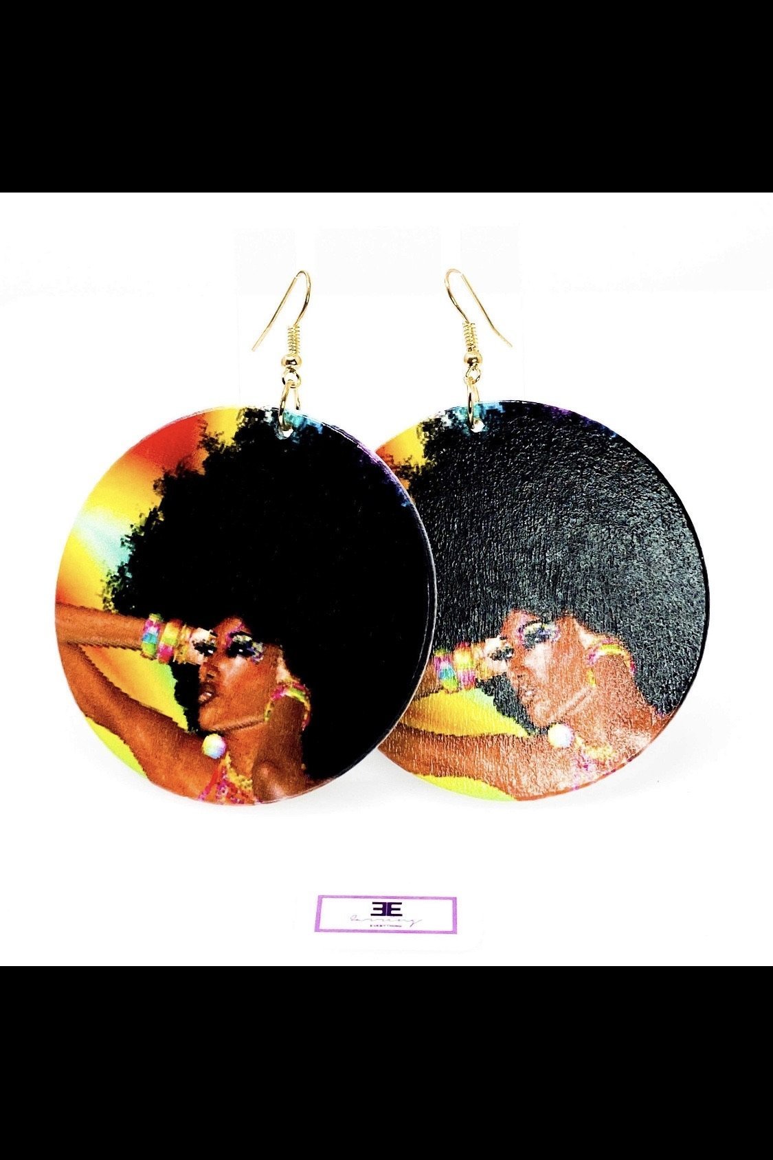 Hoops - Freedom Come earrings featuring wooden design and nickel-free brass hooks in black and brown colors.