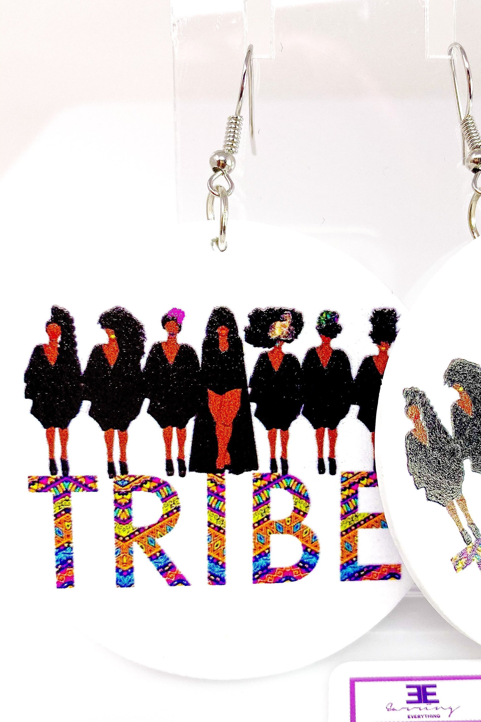 Hoops - Tribe earrings featuring a wooden design with brass ear hooks, available in white, brown, and black colors.