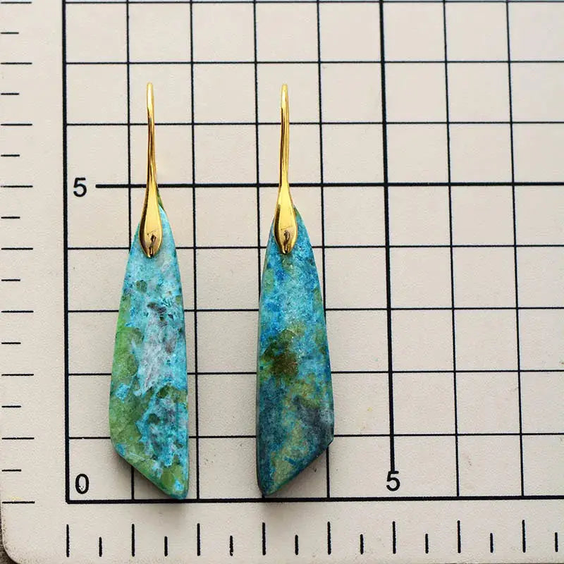 Handcrafted Imperial Jaspers Zia Earrings featuring unique color patterns, perfect for bohemian style.