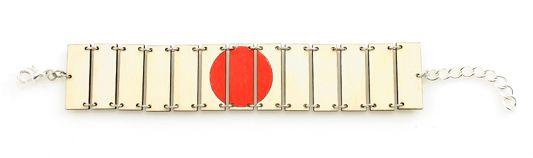 Japanese Flag Bracelet #7522 made from sustainably sourced wood, featuring a laser-cut design and essential oil diffuser functionality.