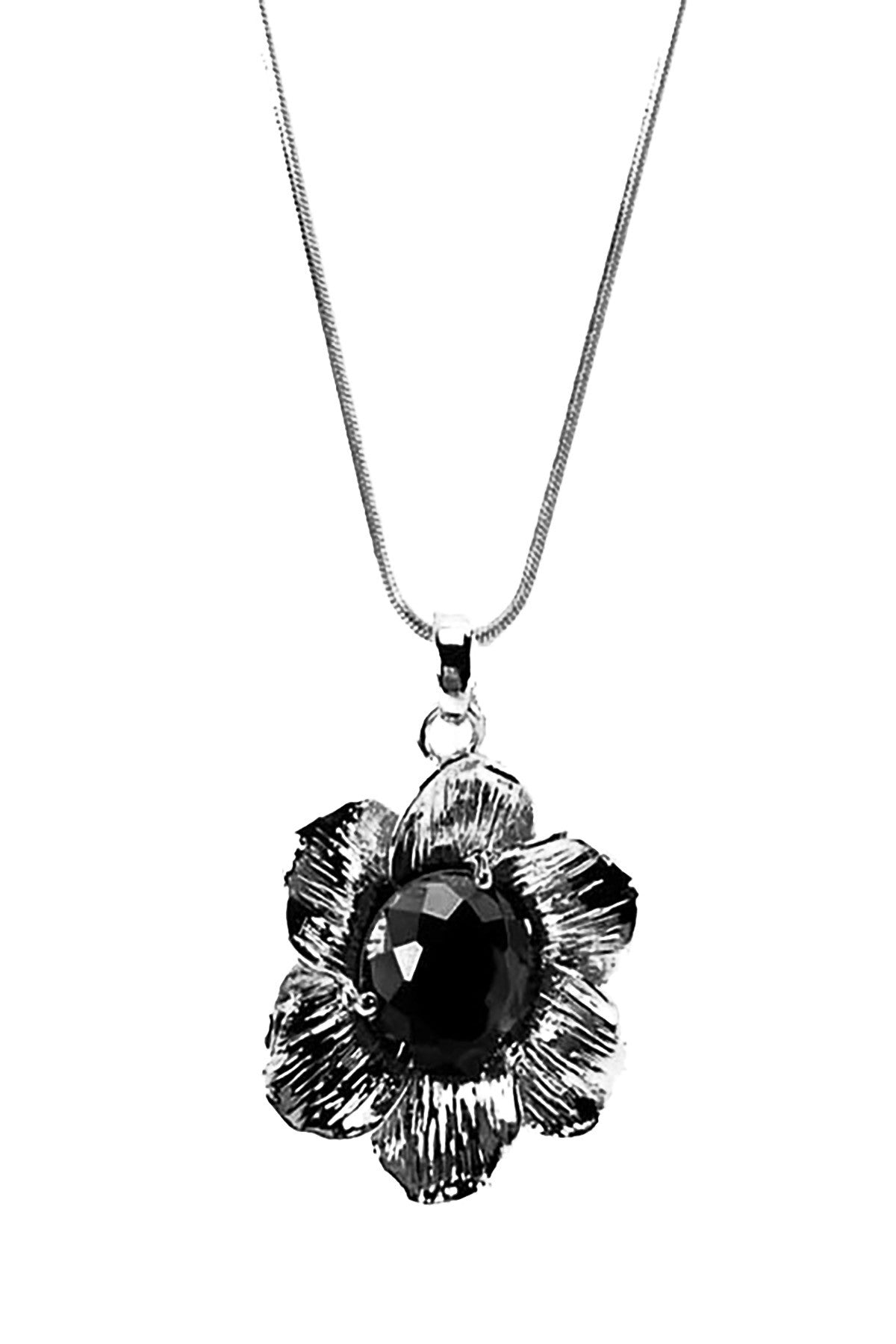 A stunning jeweled flower pendant necklace with double plating, featuring a delicate floral design and an 18-inch chain.