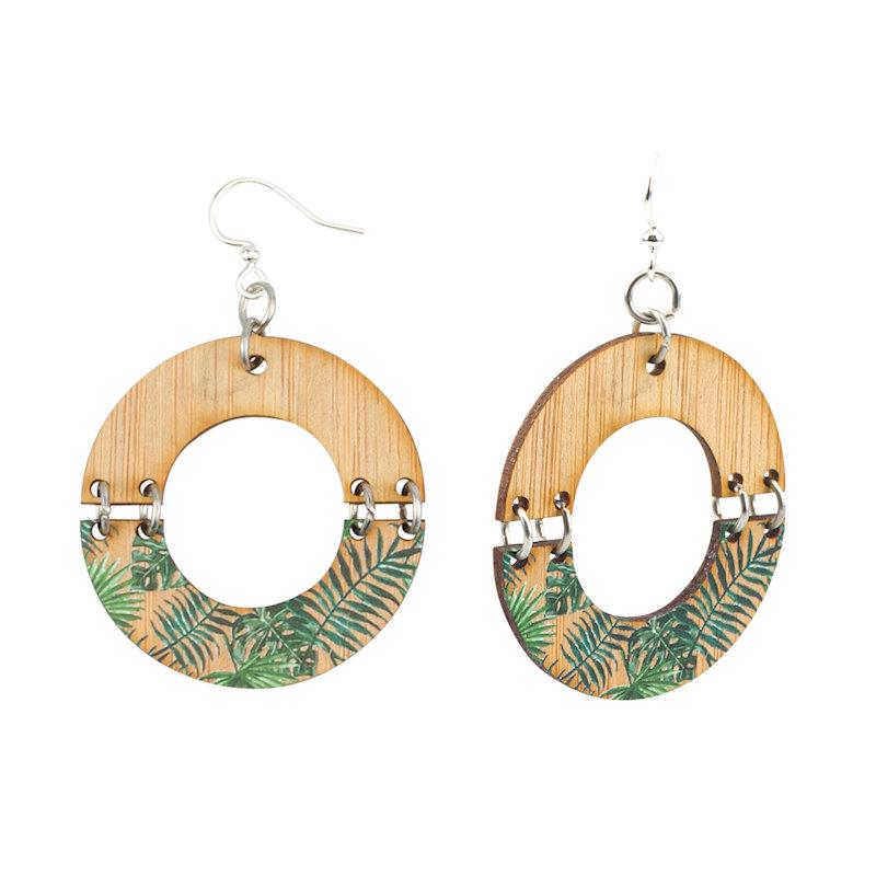 Jungle Bamboo Earrings #970, eco-friendly, lightweight, and stylish, showcasing natural bamboo texture.