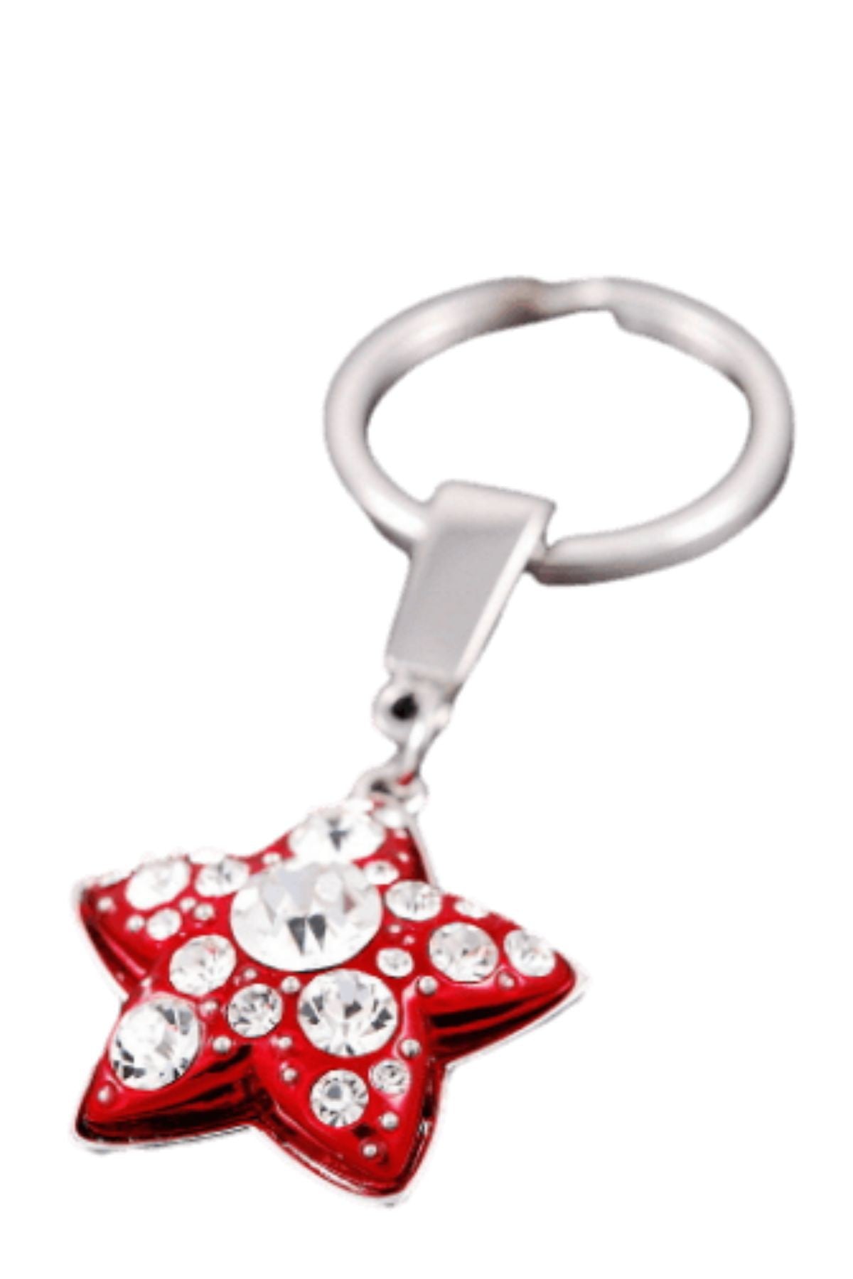 Stylish studded star metal key chain with a 3-inch drop, featuring a modern design and double plated finish.