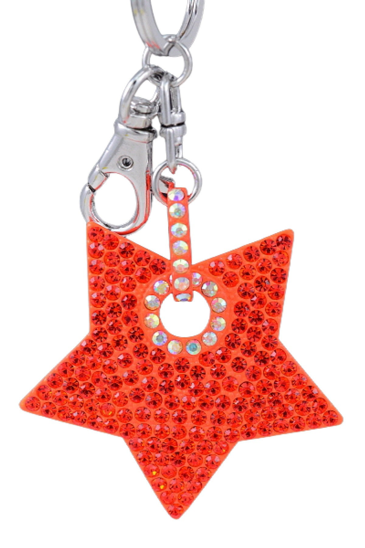 Stylish studded star key chain with lobster claw clasp, showcasing its unique design and functionality.