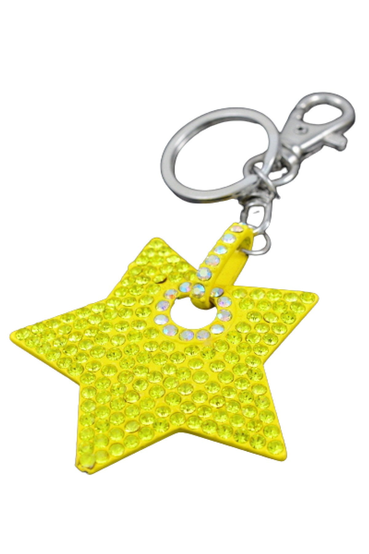 Stylish studded star key chain with lobster claw clasp, showcasing its unique design and functionality.