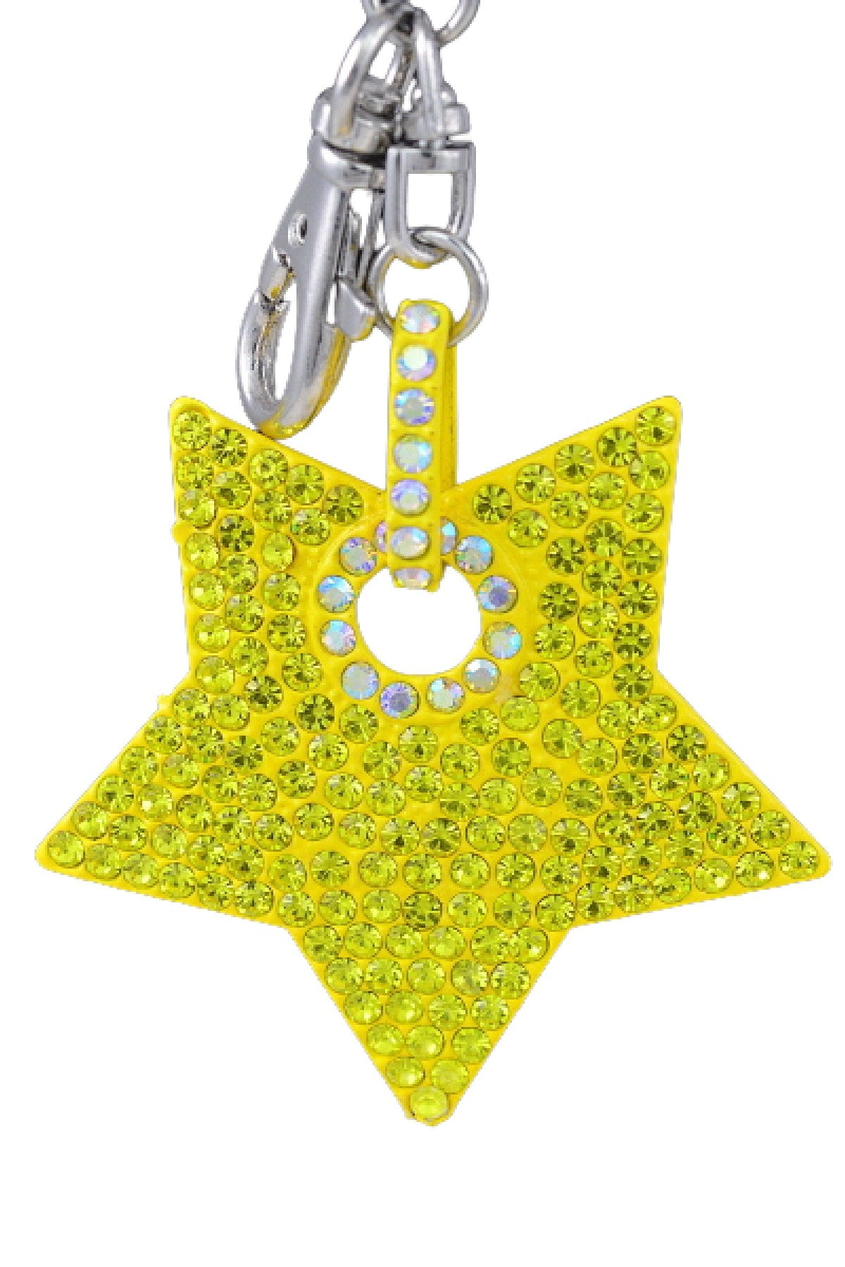 Stylish studded star key chain with lobster claw clasp, showcasing its unique design and functionality.