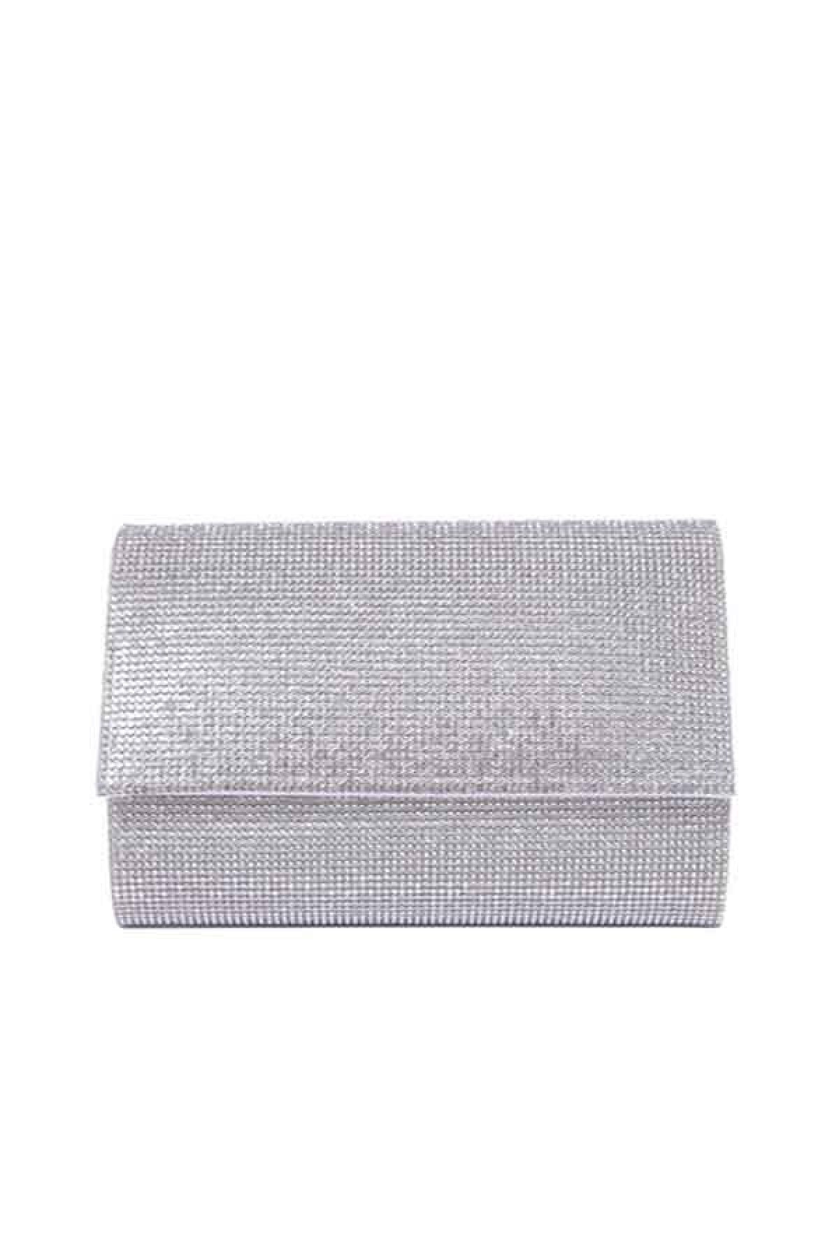 Ladies Satin and Crystal Clutch Evening Bag with detachable chain strap and soft lining, perfect for formal occasions.