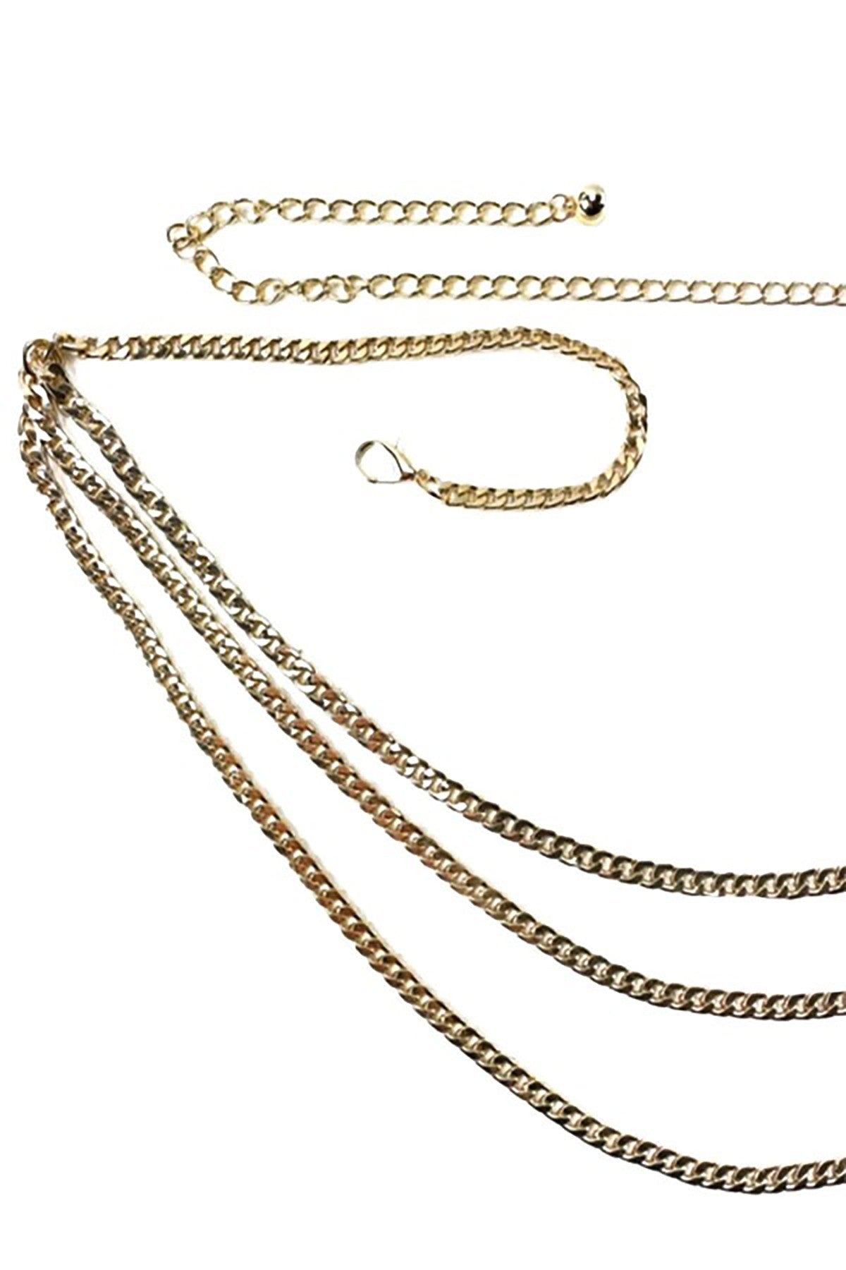 Layered Chain Belt featuring a stylish design with lobster claw clasp and extender.