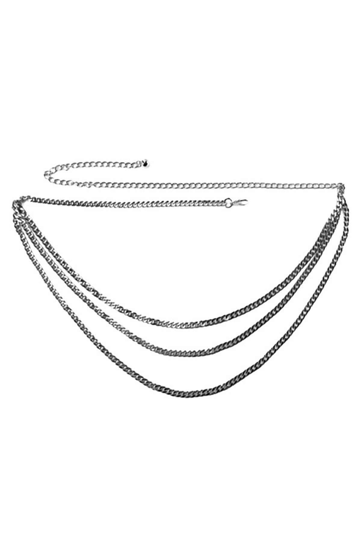 Layered Chain Belt featuring a stylish design with lobster claw clasp and extender.