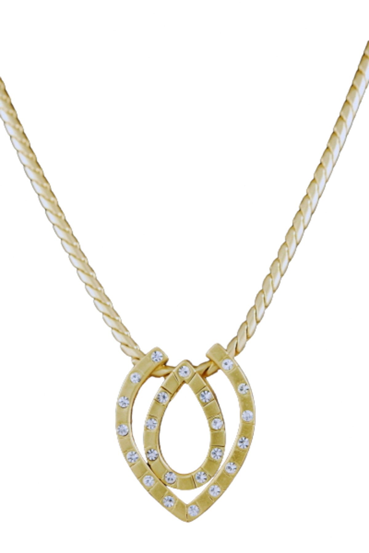 Layered tear drop pendant necklace with double plated finish and 20-inch chain, showcasing a delicate tear drop design.