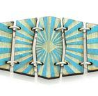 Life Sunburst Bracelet 7507B made from sustainably-sourced wood, featuring an Aqua Marine color and laser-cut design.