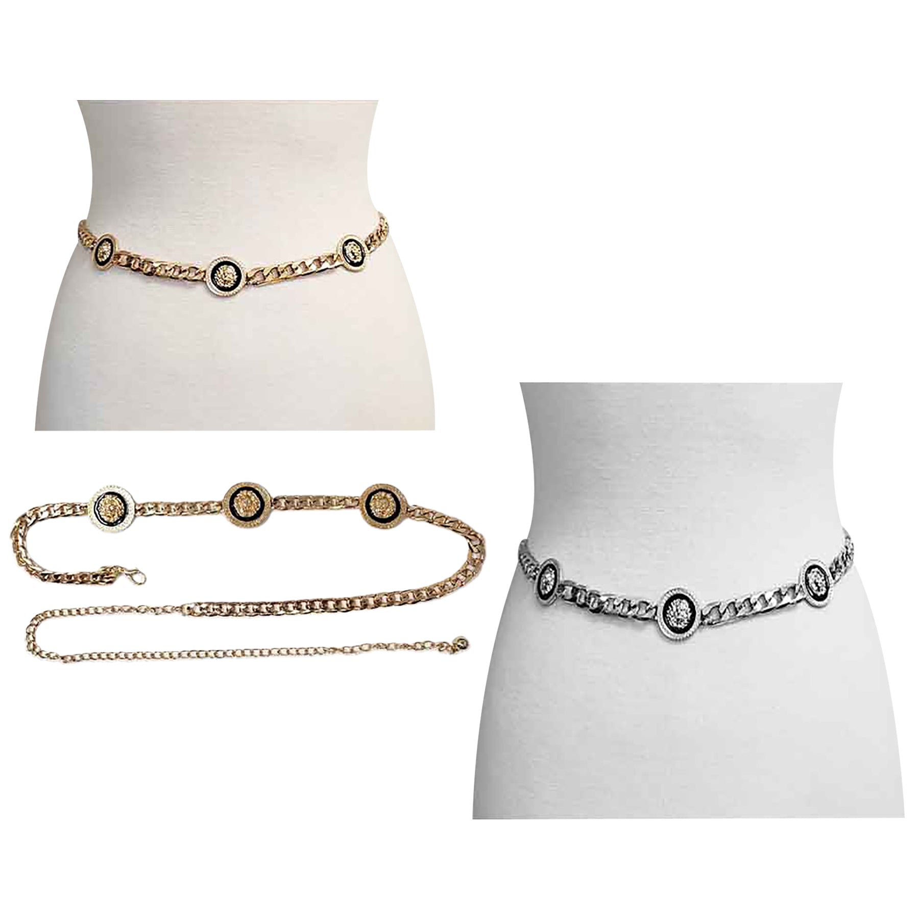 Lion Accent Link Chain Belt featuring a stylish lion design and adjustable clasp.