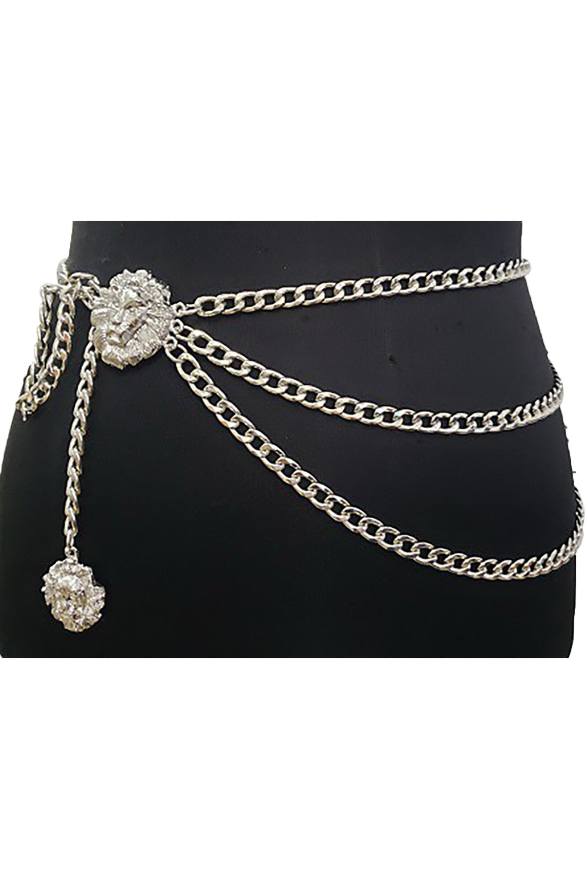 LION CHAIN 3 LAYERED BELT featuring a stylish layered design with a lobster claw clasp and extender.