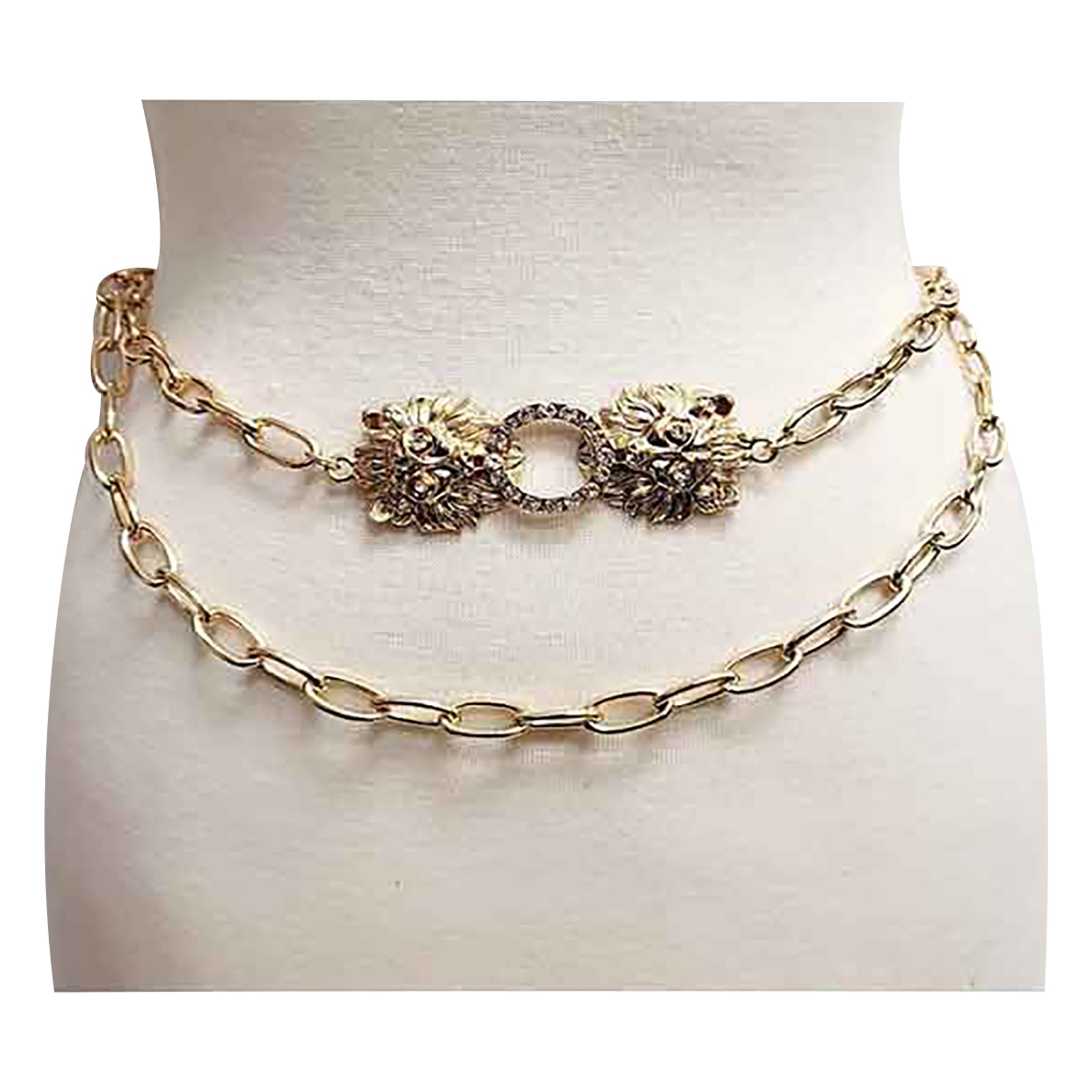 A stylish Lion with Stone Layer Belt featuring a unique lion design and stone embellishments, perfect for enhancing any outfit.