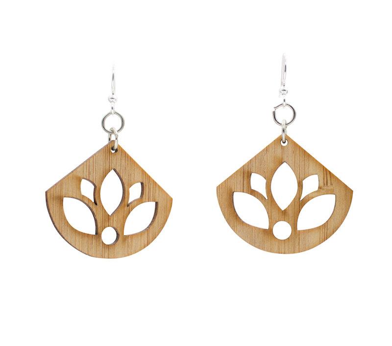 Lotus Bamboo Earrings #962 featuring a minimalistic design made from sustainable bamboo, showcasing their elegant and eco-friendly appeal.