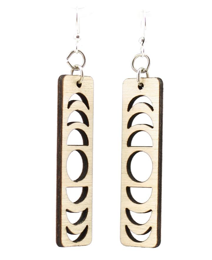 Lunar Eclipse Earrings #1594 made from sustainably sourced wood, featuring intricate laser-cut design and hypoallergenic silver-finished ear wires.