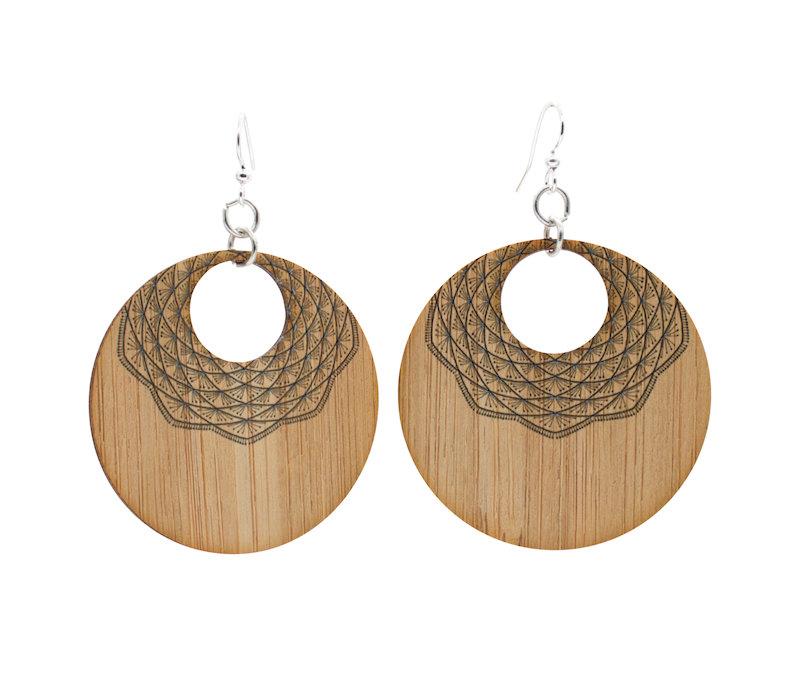 Madala Bamboo Earrings #964, eco-friendly and stylish, featuring a minimalistic design and natural bamboo texture.