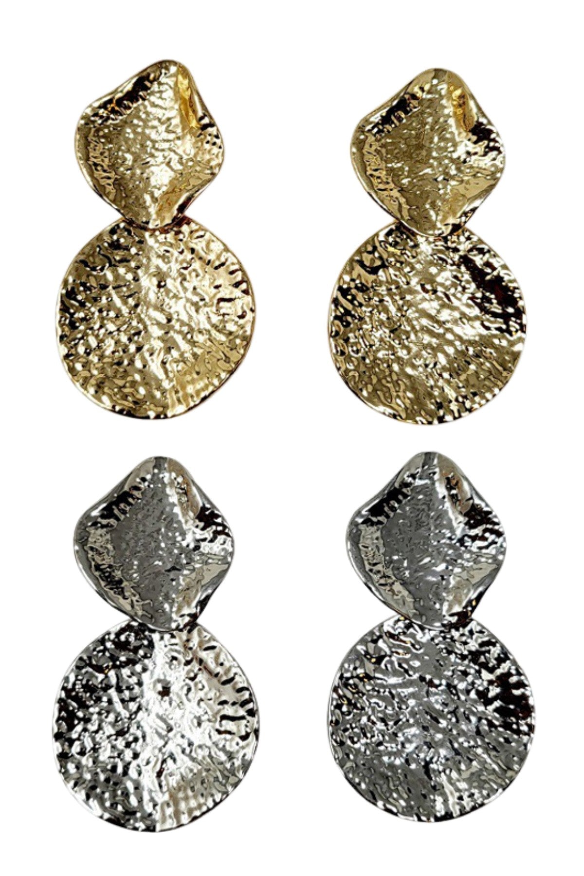 Elegant metal clip-on earrings with a 2.5-inch drop, showcasing a modern design suitable for all occasions.