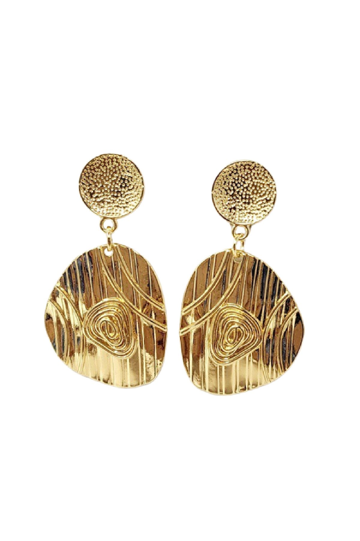 Elegant metal clip-on earrings with a dangle design, featuring a 2.25-inch drop, suitable for sensitive ears.