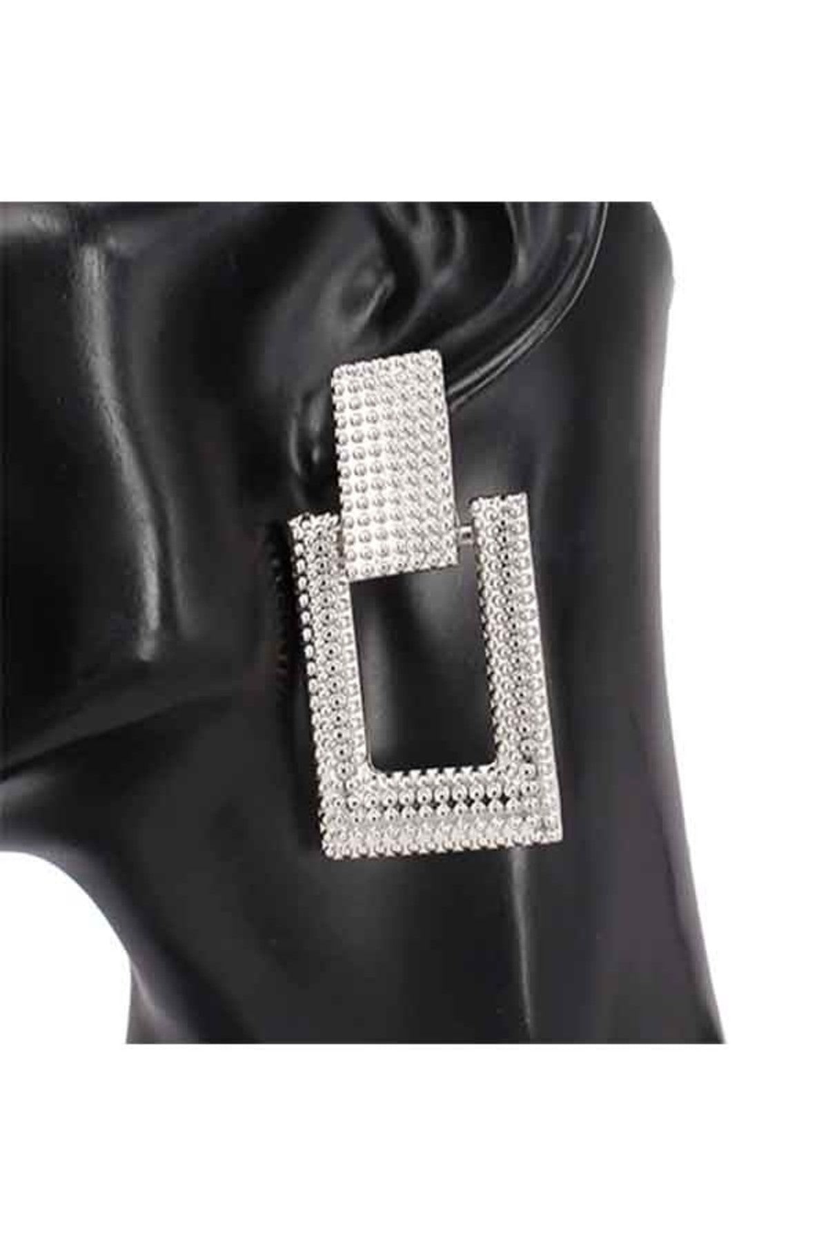 Stylish Metal Open Squares Post Earrings with a modern design, featuring a lead and nickel compliant construction.