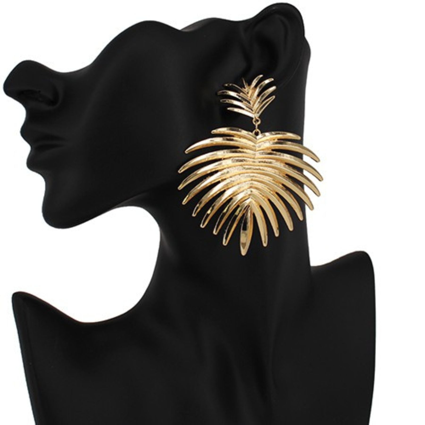 Stylish Metal Palm Patterned Post Earrings with a unique design, showcasing their elegant palm pattern and size.