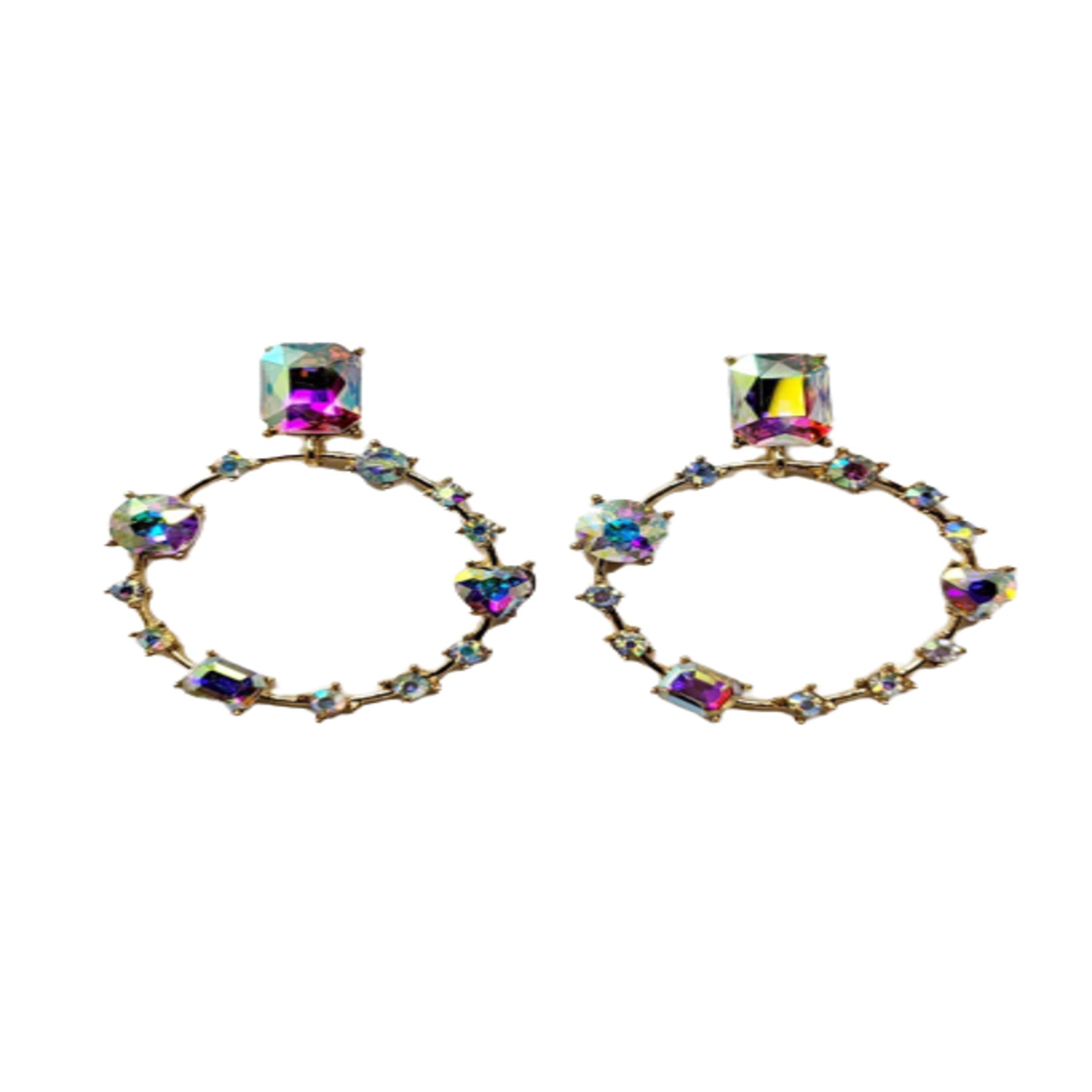 Elegant Metal With Multi Crystal Stone Ring Earrings featuring a unique design and vibrant crystals, perfect for any occasion.