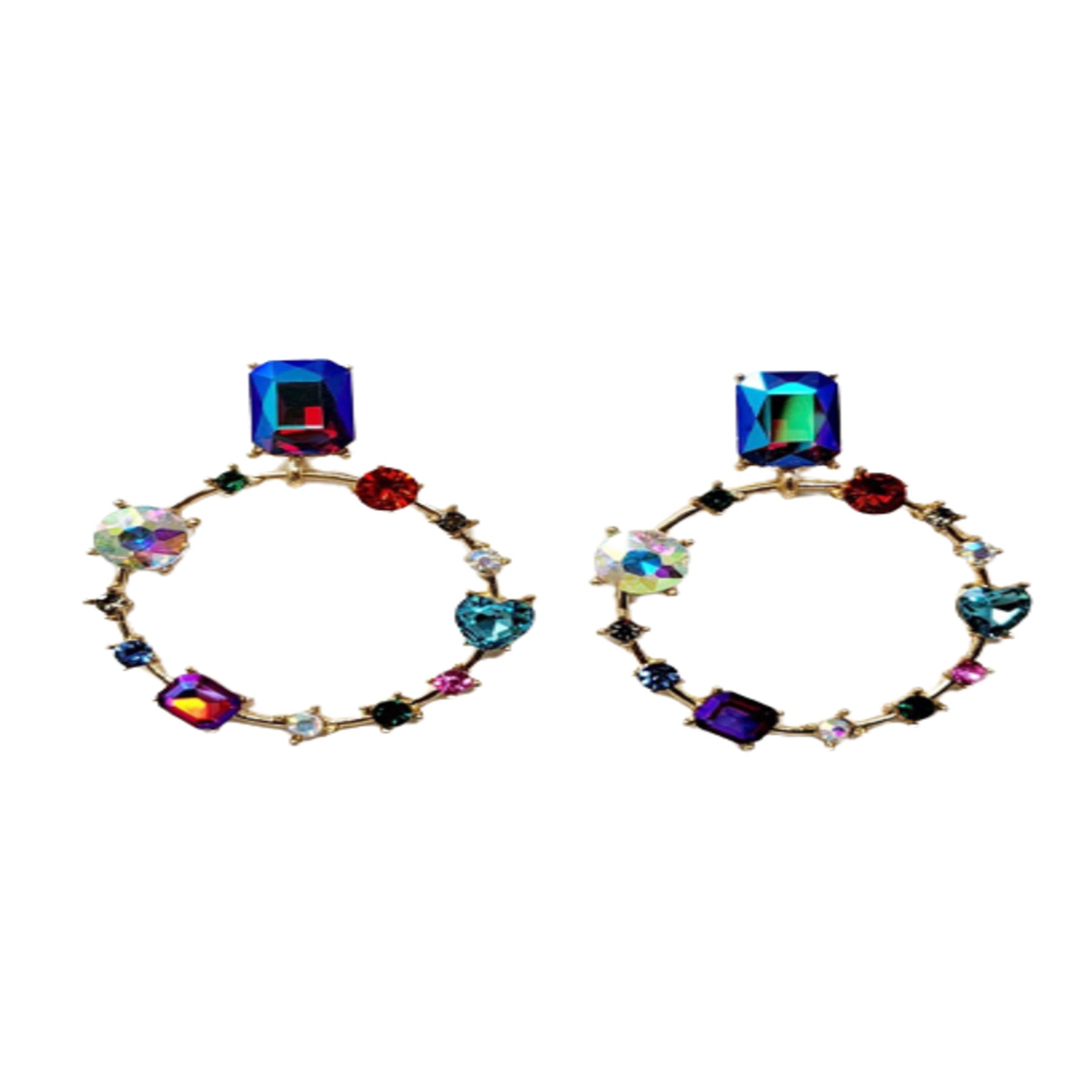 Elegant Metal With Multi Crystal Stone Ring Earrings featuring a unique design and vibrant crystals, perfect for any occasion.