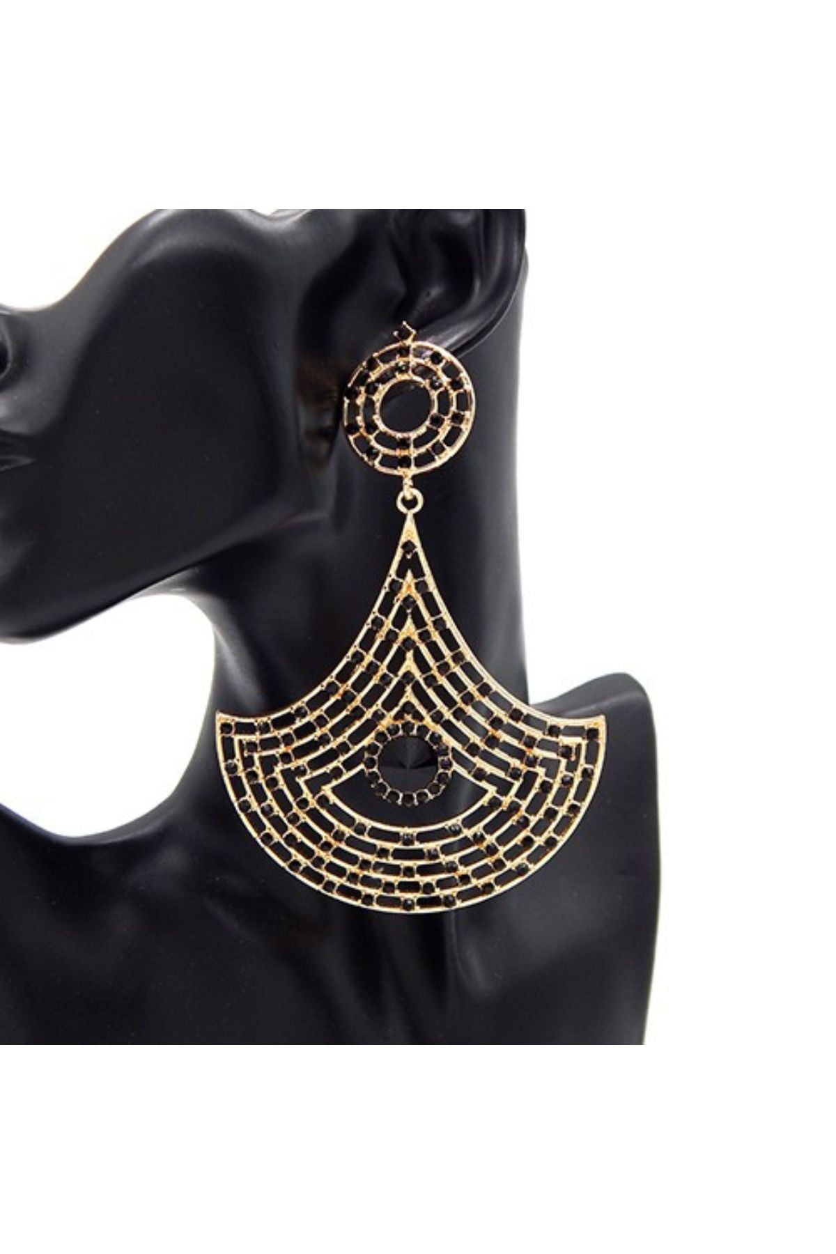 Elegant metal chandelier dangle earrings with rhinestones, showcasing a stunning design perfect for any occasion.