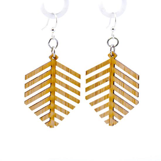 Modern Leaf Bamboo Earrings #997 featuring an elegant leaf design, made from sustainable bamboo, showcasing a natural look.