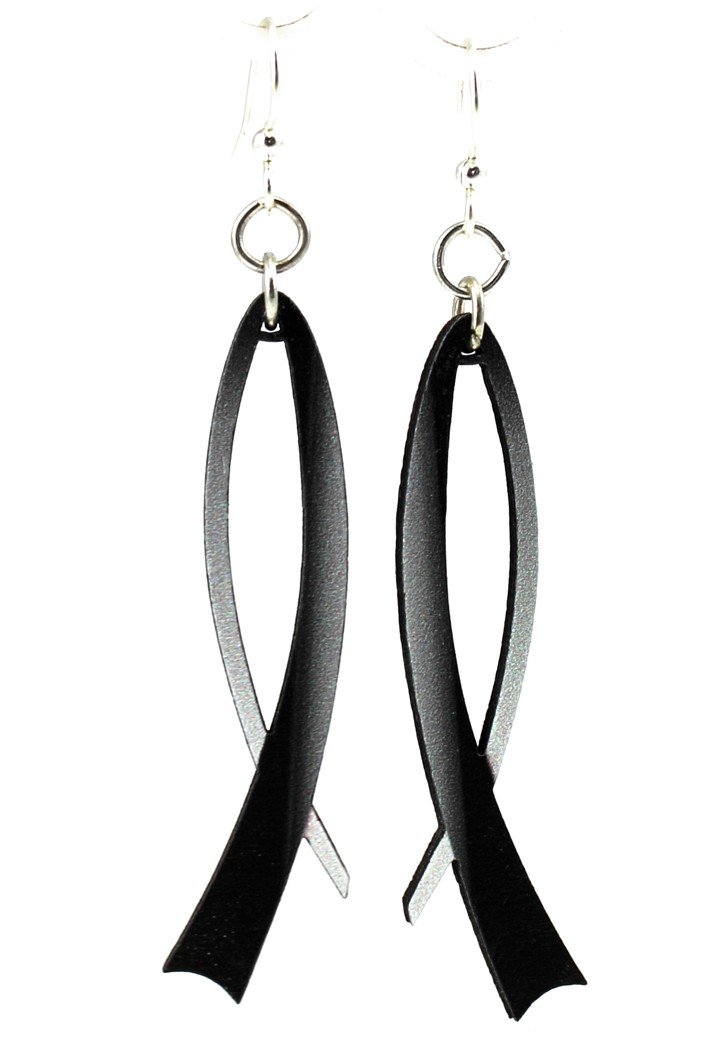 Modern Ribbon Earrings #1546 featuring a sleek gradient design, made from sustainable wood with hypoallergenic stainless steel ear wires.