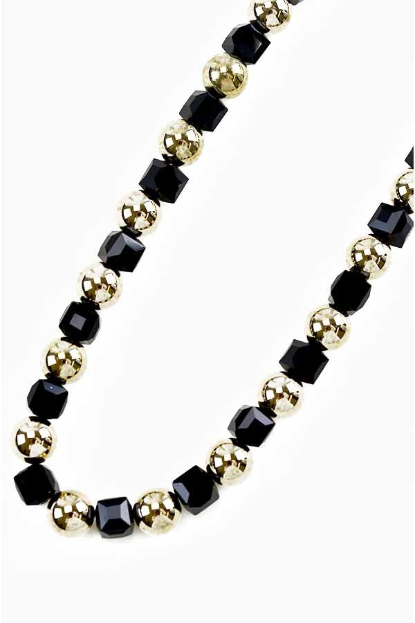 Elegant Ball and Cube Station Necklace with lobster claw clasp and extender.