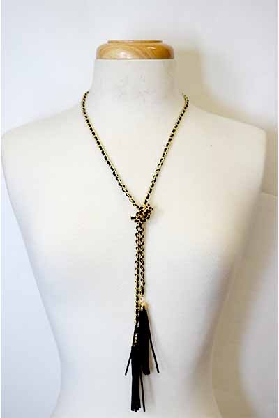 Wrap Around Tassel End Choker Necklace with elegant design and tassel ends.