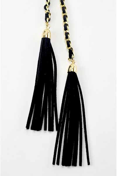 Wrap Around Tassel End Choker Necklace with elegant design and tassel ends.