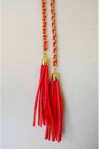 Wrap Around Tassel End Choker Necklace with elegant design and tassel ends.